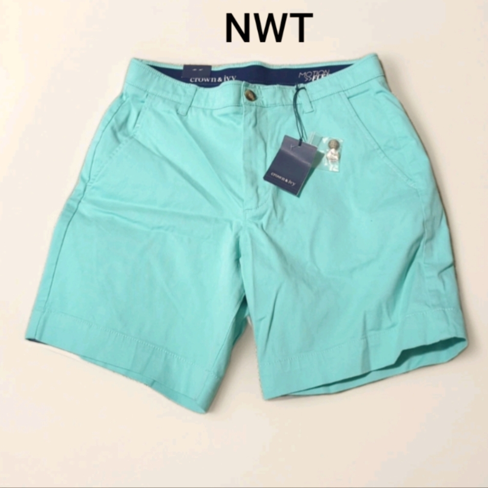 XXSOLDXX New Crown & Ivy Motion Flex Chino Shorts Men's Size 32 Mint Green NWT - Picture 10 of 10